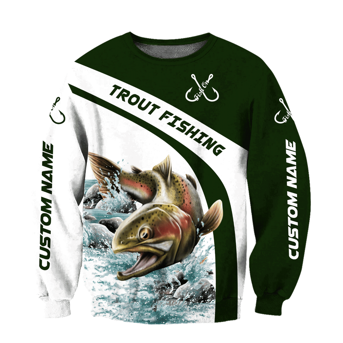 Custom name Trout gone fishing 3D printed shirts