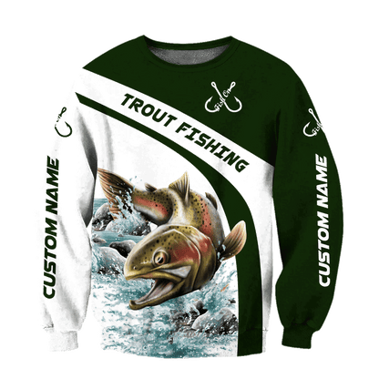 Custom name Trout gone fishing 3D printed shirts