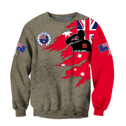 Anzac day remembrance Kiwi and Australia Veteran uniforms 3D print shirt