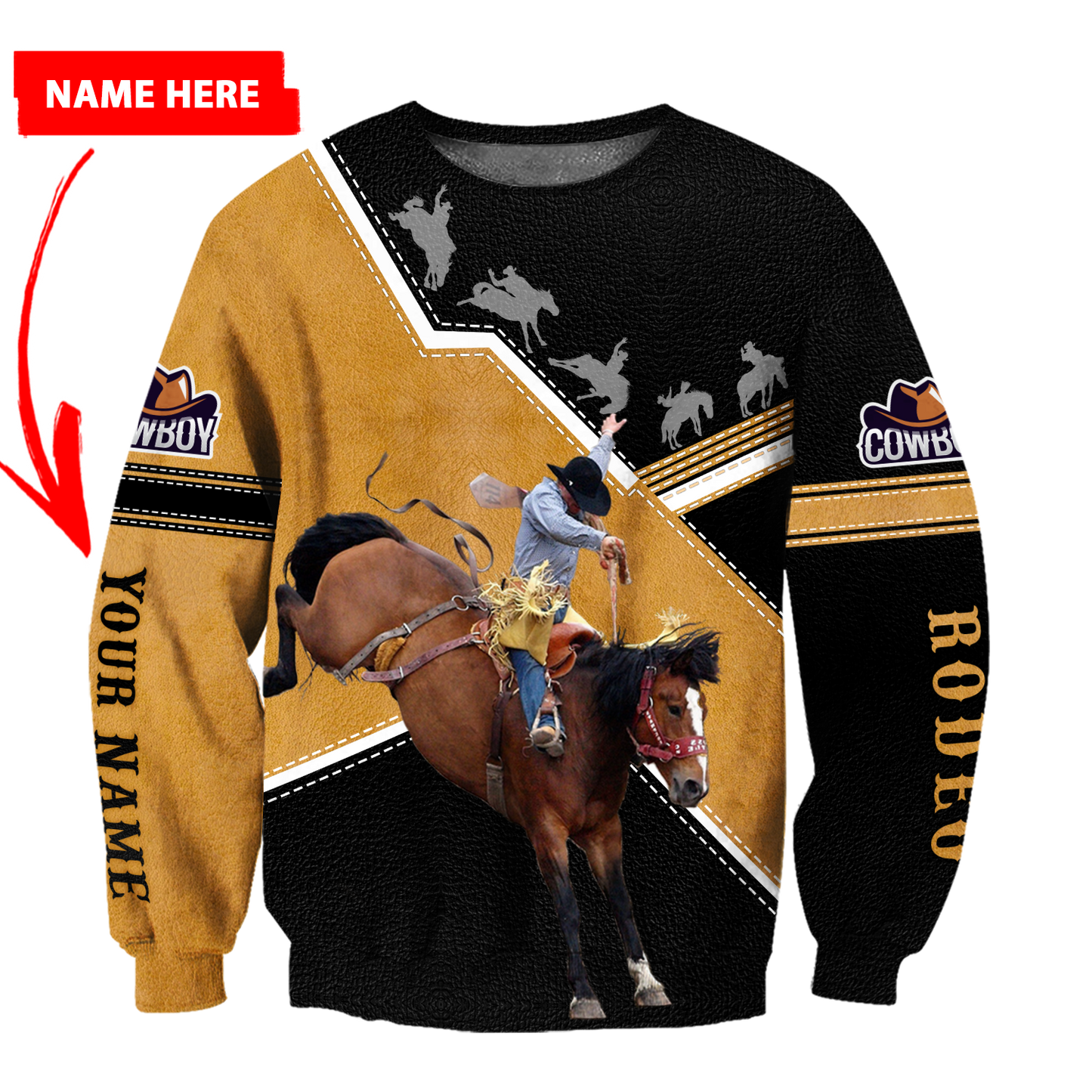 Personalized Name Rodeo 3D All Over Printed Unisex Shirts Bucking Horse