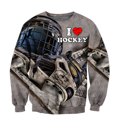 3D All Over Printed I Love Hockey  Unisex Shirts