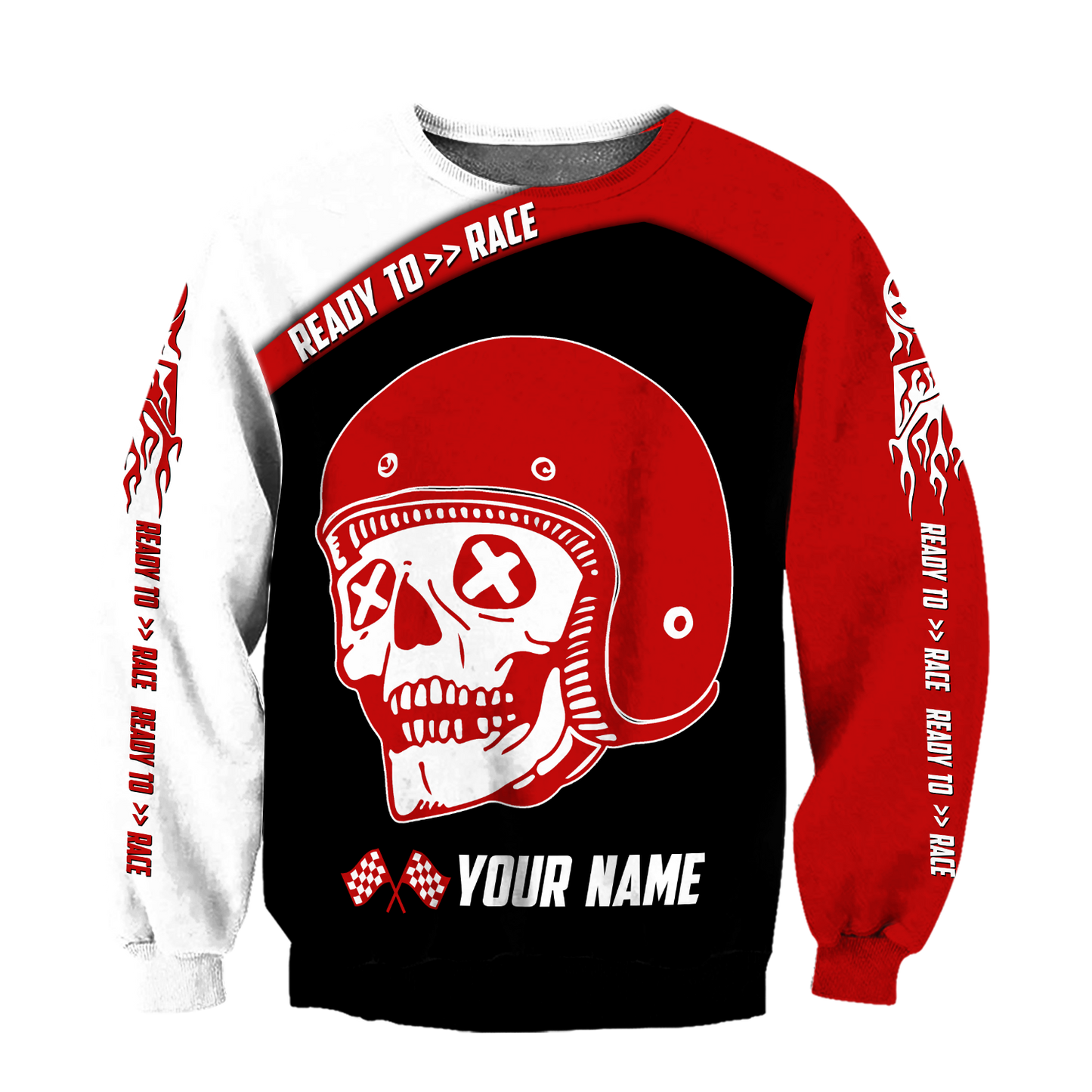 Personalized Name Motorcycle Racing 3D All Over Printed Unisex Shirts Red Skull