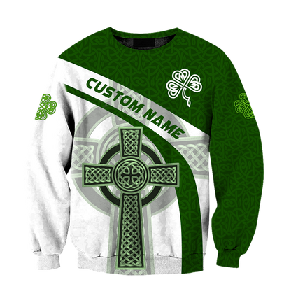 Custom name Irish Celtic Knot Cross 3D Design print shirts