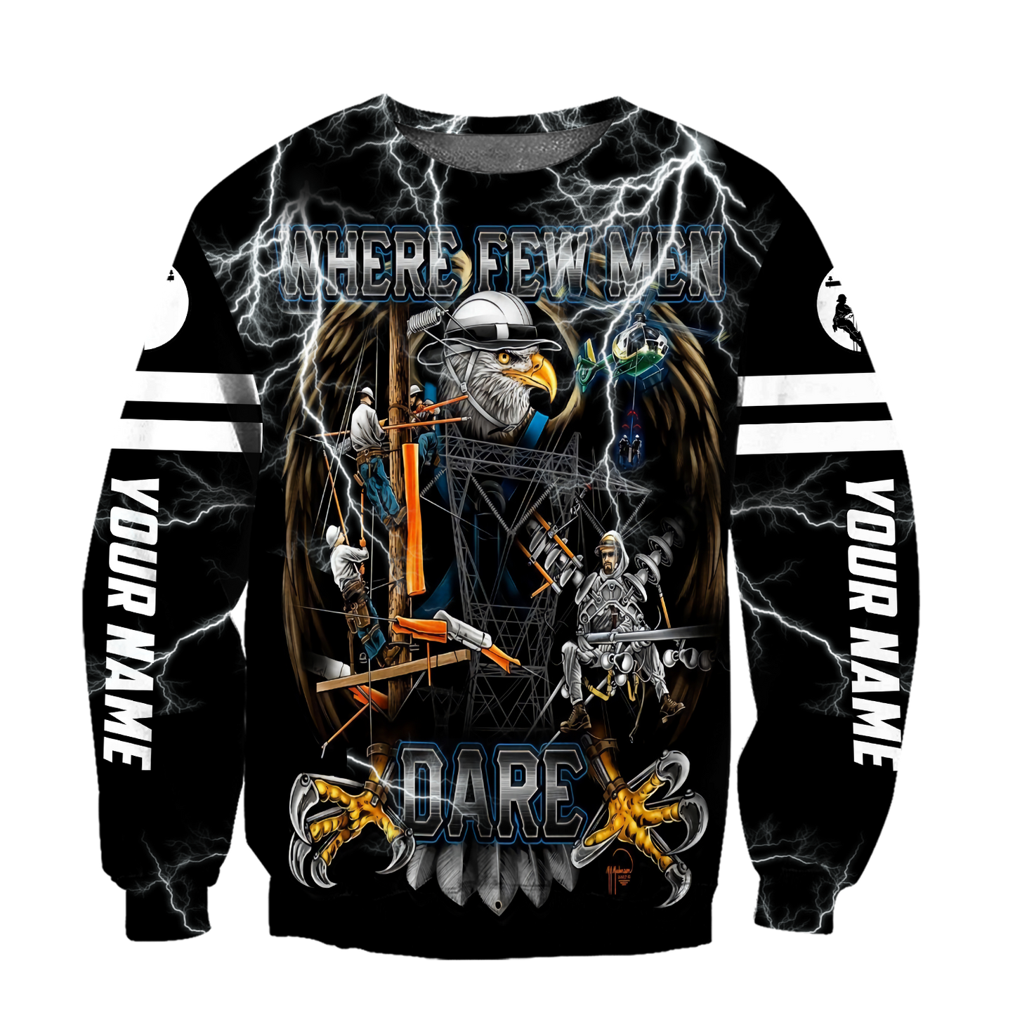 Premium Personalized 3D Printed Lineman Shirts Where Few Men Dare MEI
