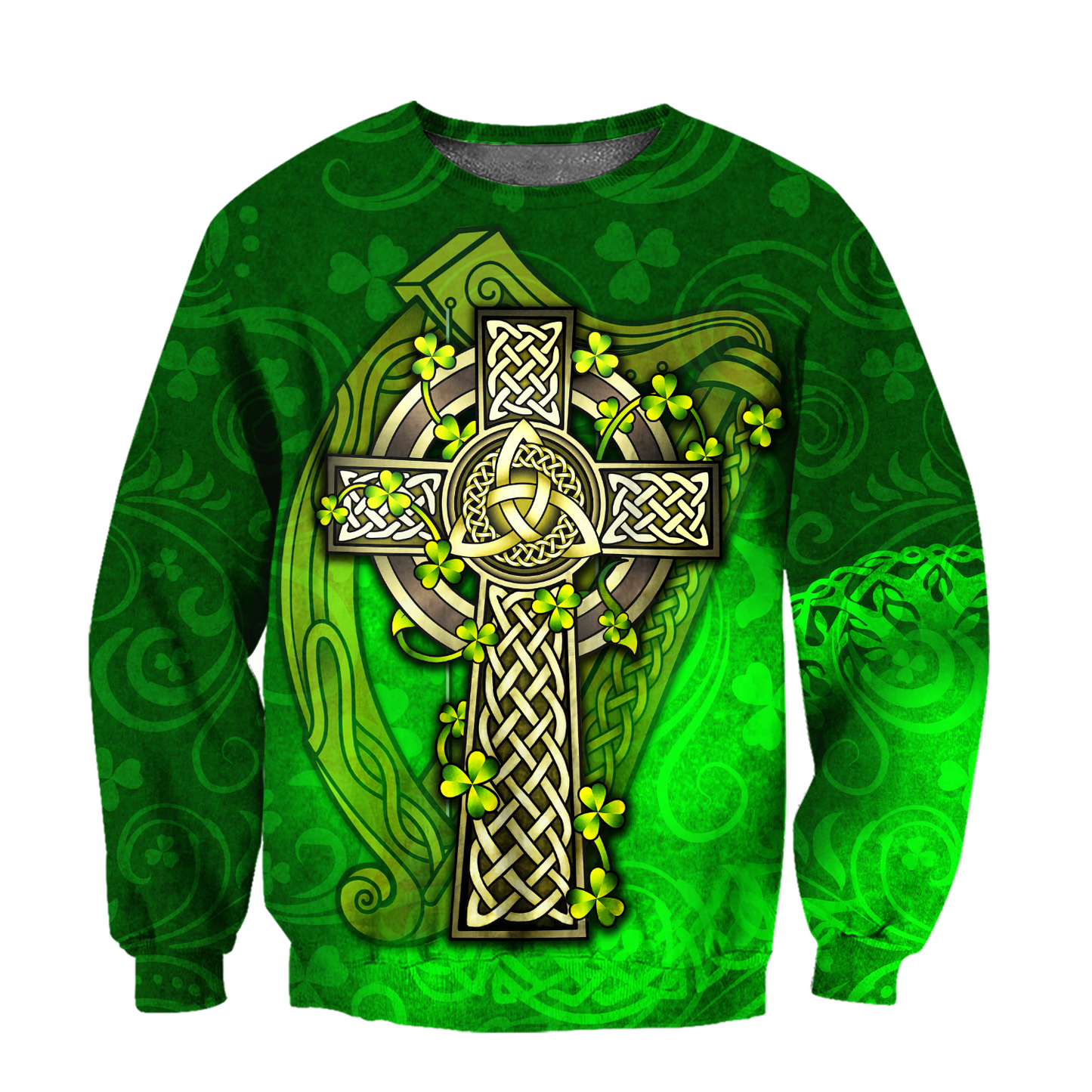 Premium Unisex Hoodie Irish St.Patrick  Celtic Cross And The Irish Harp ML