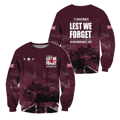 Remembrance Day Lest We Forget 3D All Over Printed Unisex Shirts