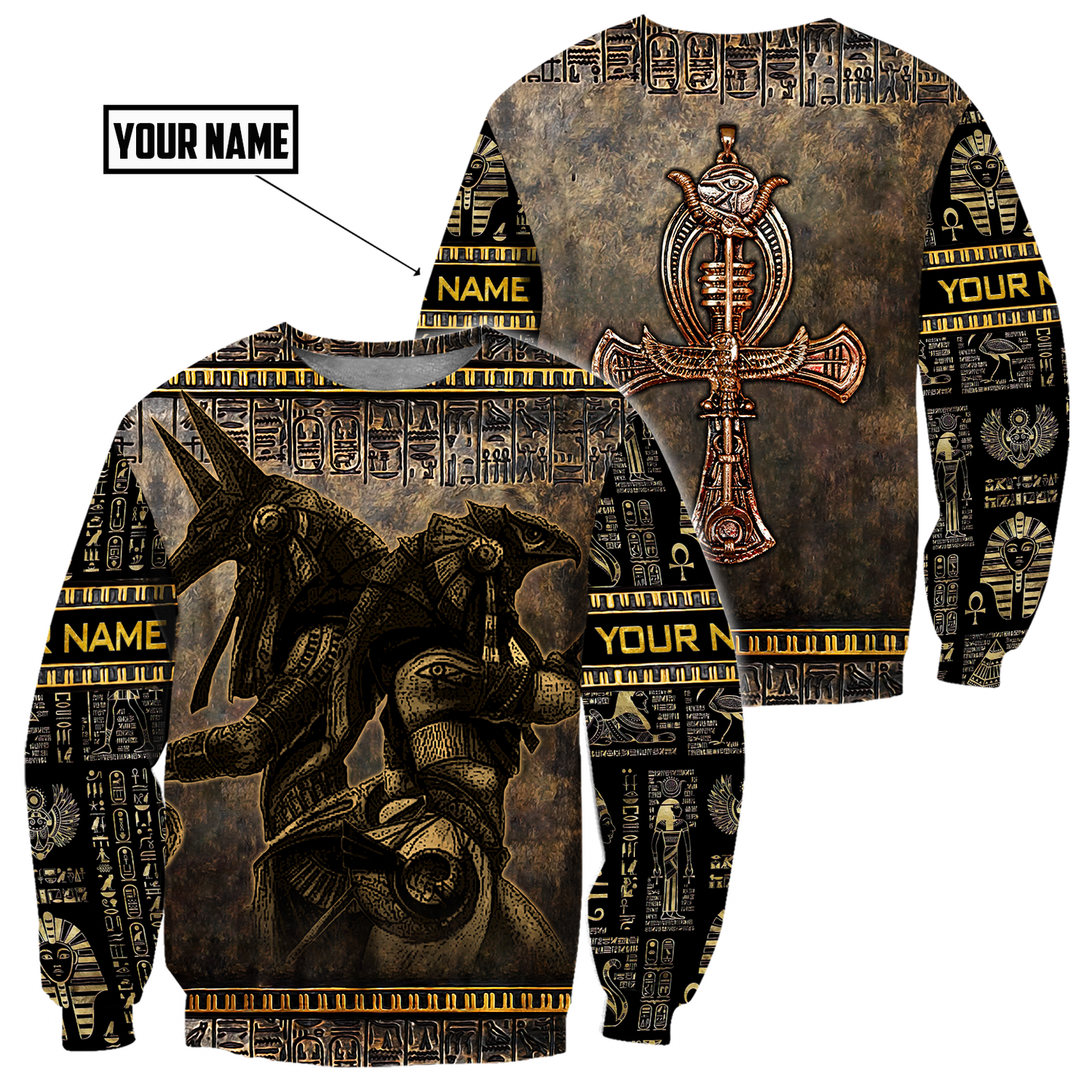 Custom name Ancient Egyptian Ankh key of life 3D design print shirts
