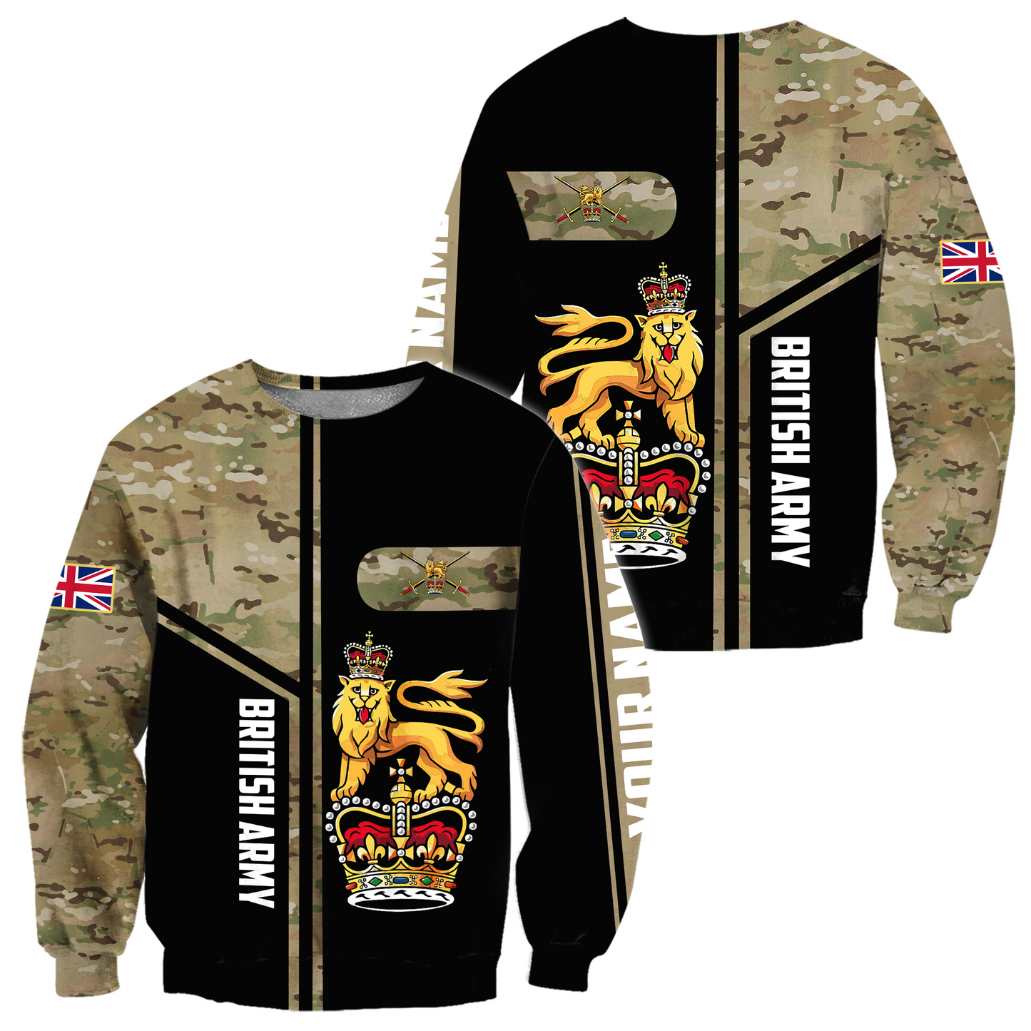 Custom name British Army Camo 3D Design print shirts