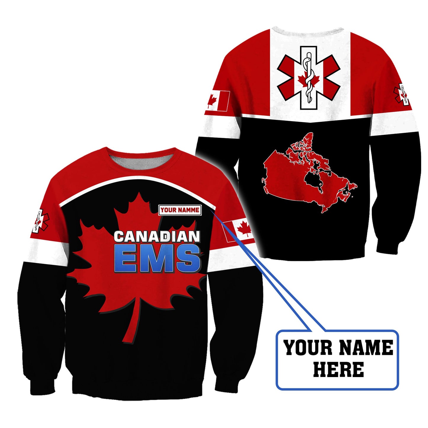 Personalized Name Canadian EMS 3D All Over Printed Unisex Shirts