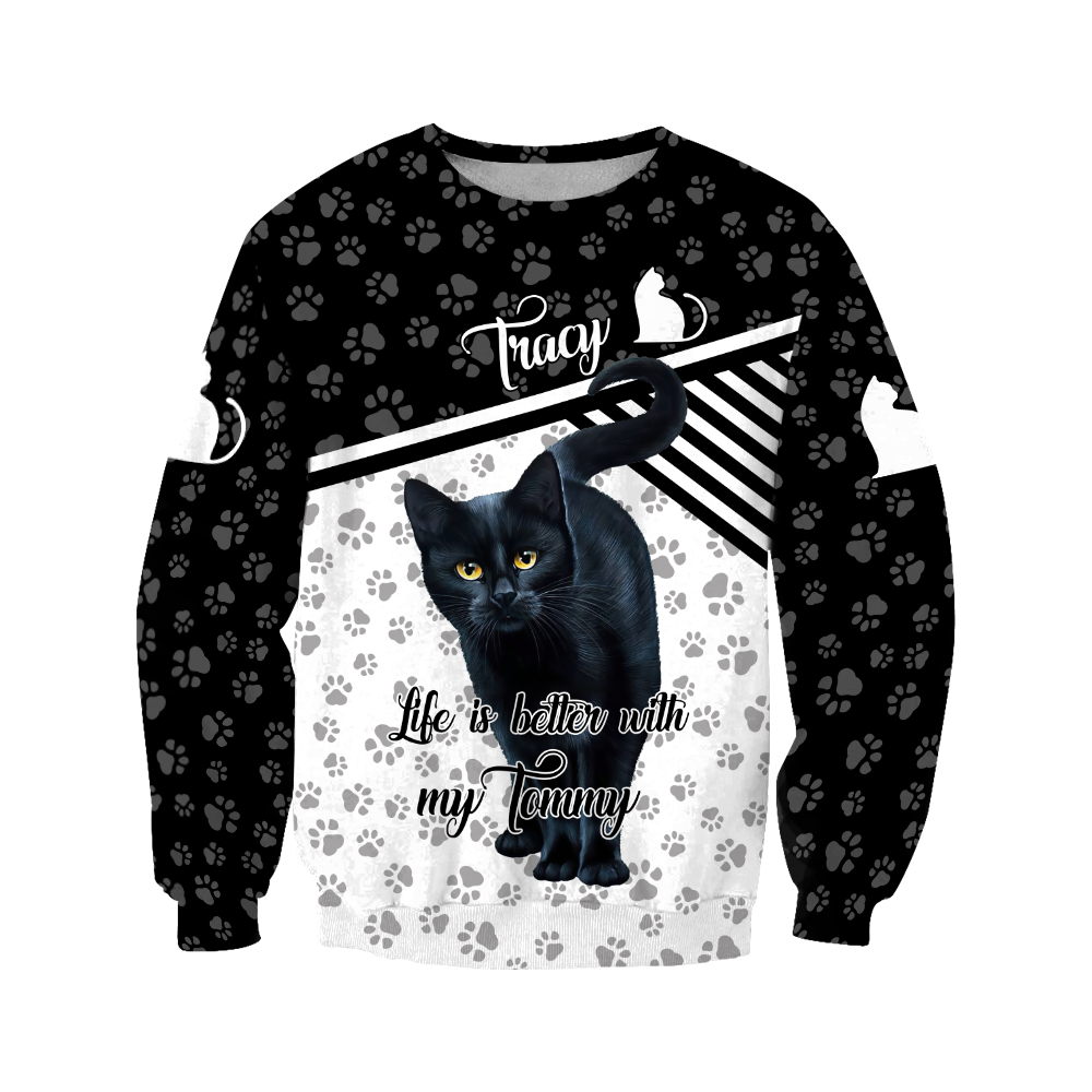 Customize Name Black Cat Hoodie For Men And Women JJ06022103
