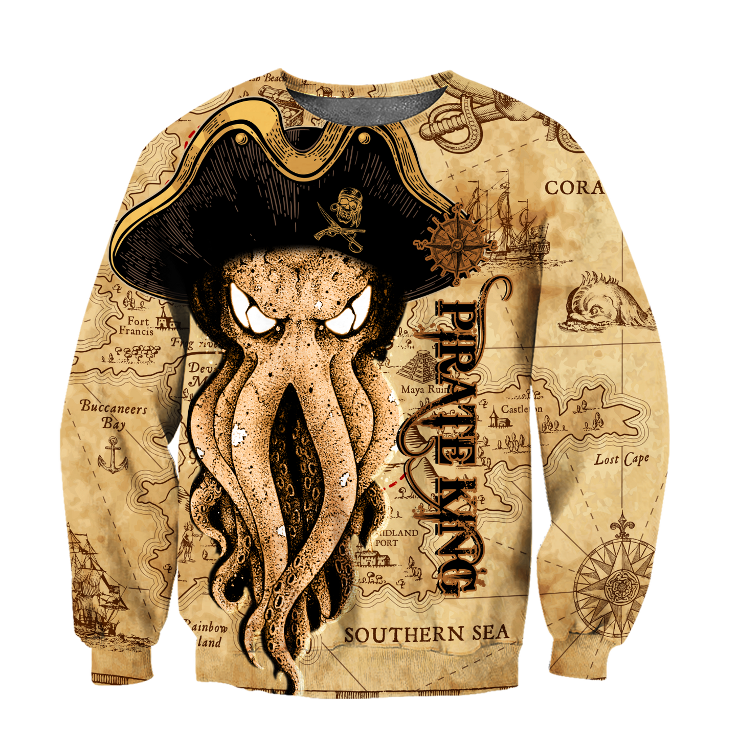 Premium Unisex Hoodie Octopus Pirate King ML