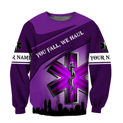 Premium Customized Name 3D All Over Printed Unisex Shirts For EMS Worker