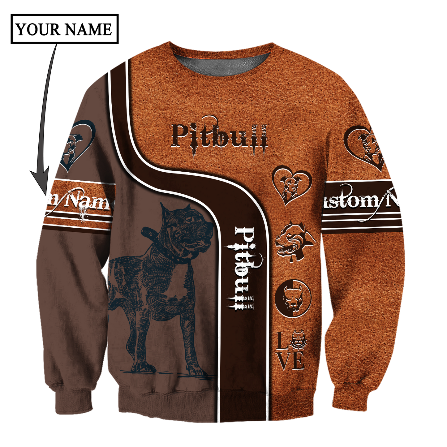 Pitbull 3D hoodie shirt for men and women custom name