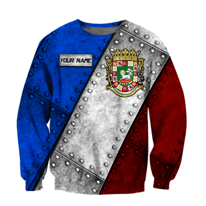 Customize Name Coat Of Arms Puerto Rico Soldier Hoodie For Men And Women