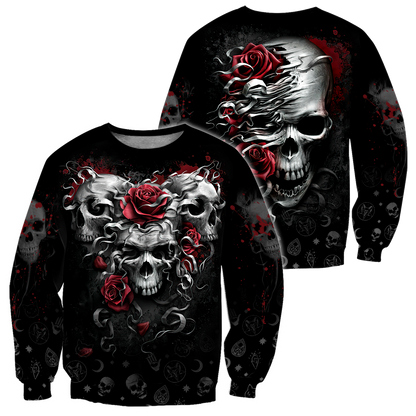 Heart Of Roses Skull Hoodie For Men And Women TNA13032107