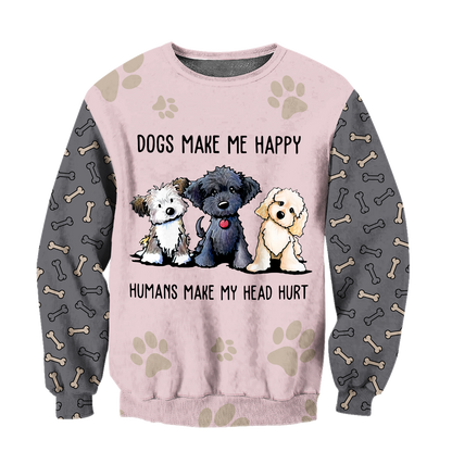 3D All Over Printed Dog Make Me Happy Unisex Shirts XT