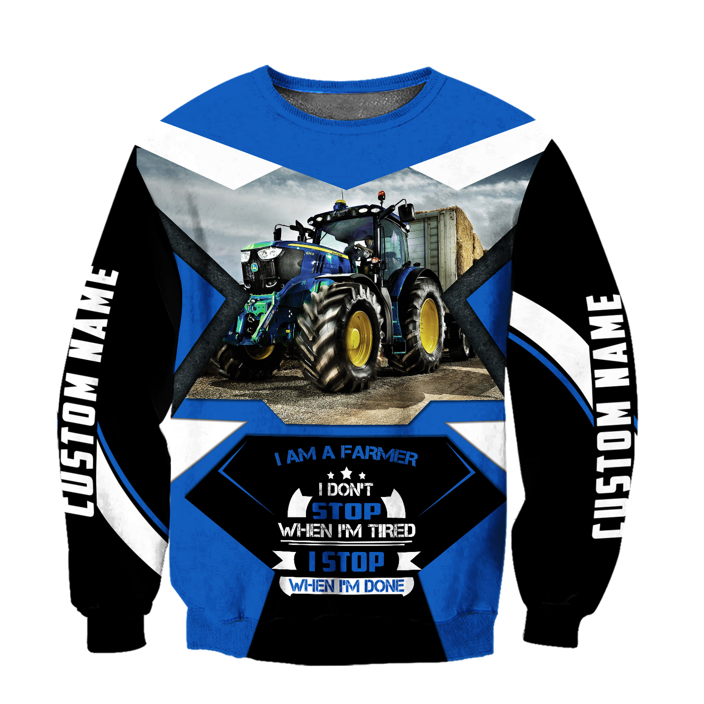 3D All Over Printed Tractor  Blue Unisex Shirts Custom Name XT PD04022101-S2