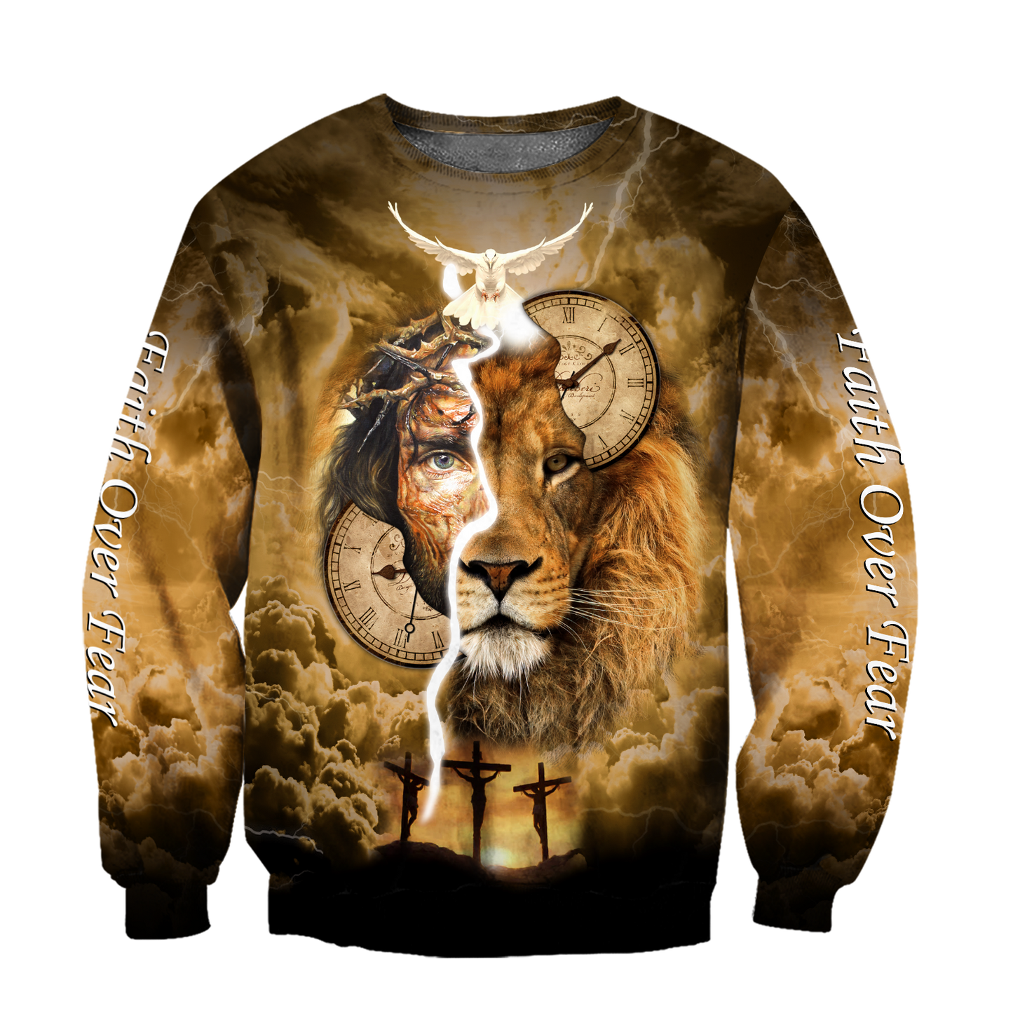 Failth Over Fear Lion Jesus 3D All Over Printed Shirts TNA22032101