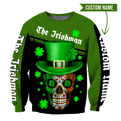 3D All Over Printed  Skull Irish St Patrick Day Unisex Shirts Custom name XT