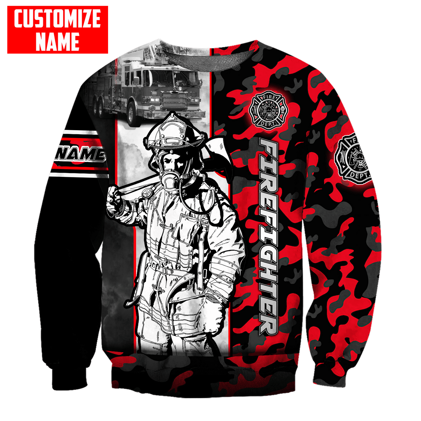 Customize Name Firefighter 3D All Over Printed Unisex Shirts