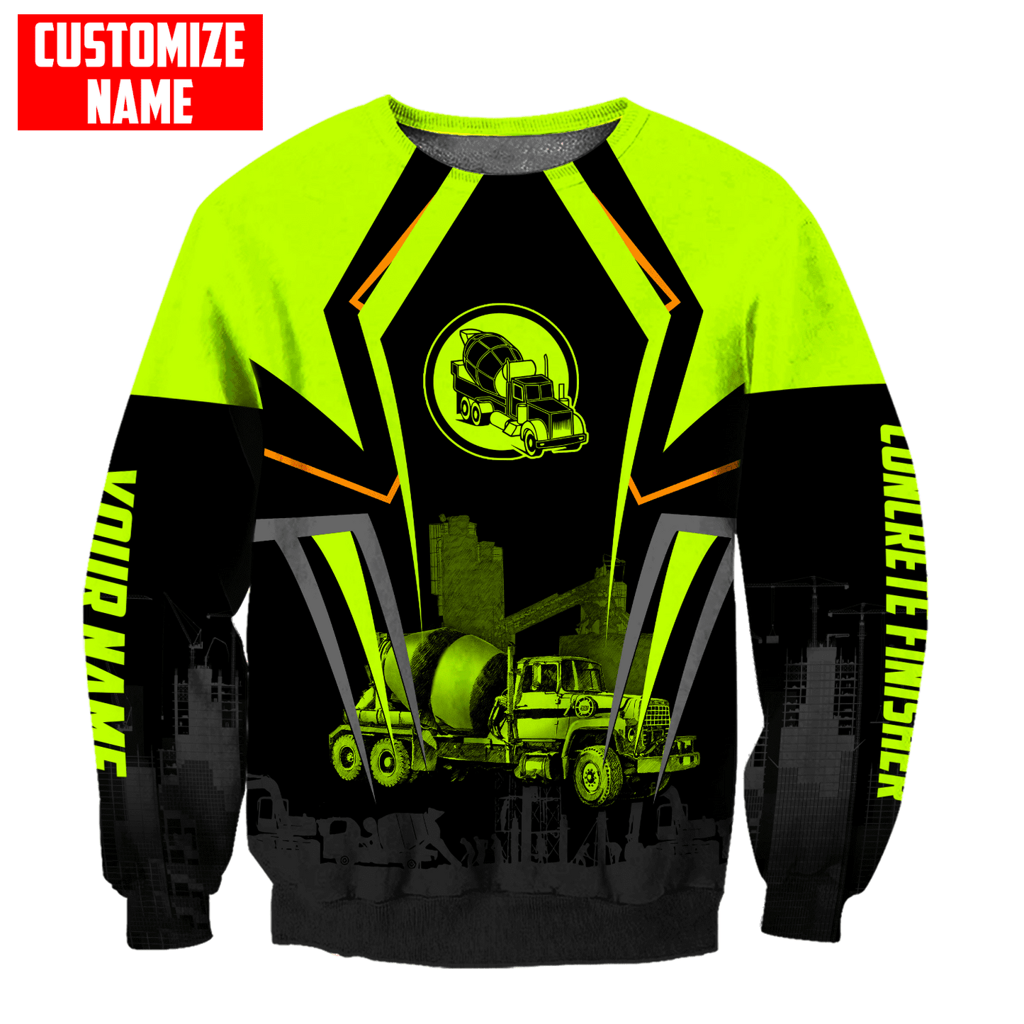 Concrete Mixer Green Customized name Concrete Finisher 3D Printed Shirts