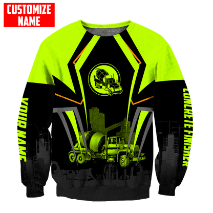Concrete Mixer Green Customized name Concrete Finisher 3D Printed Shirts