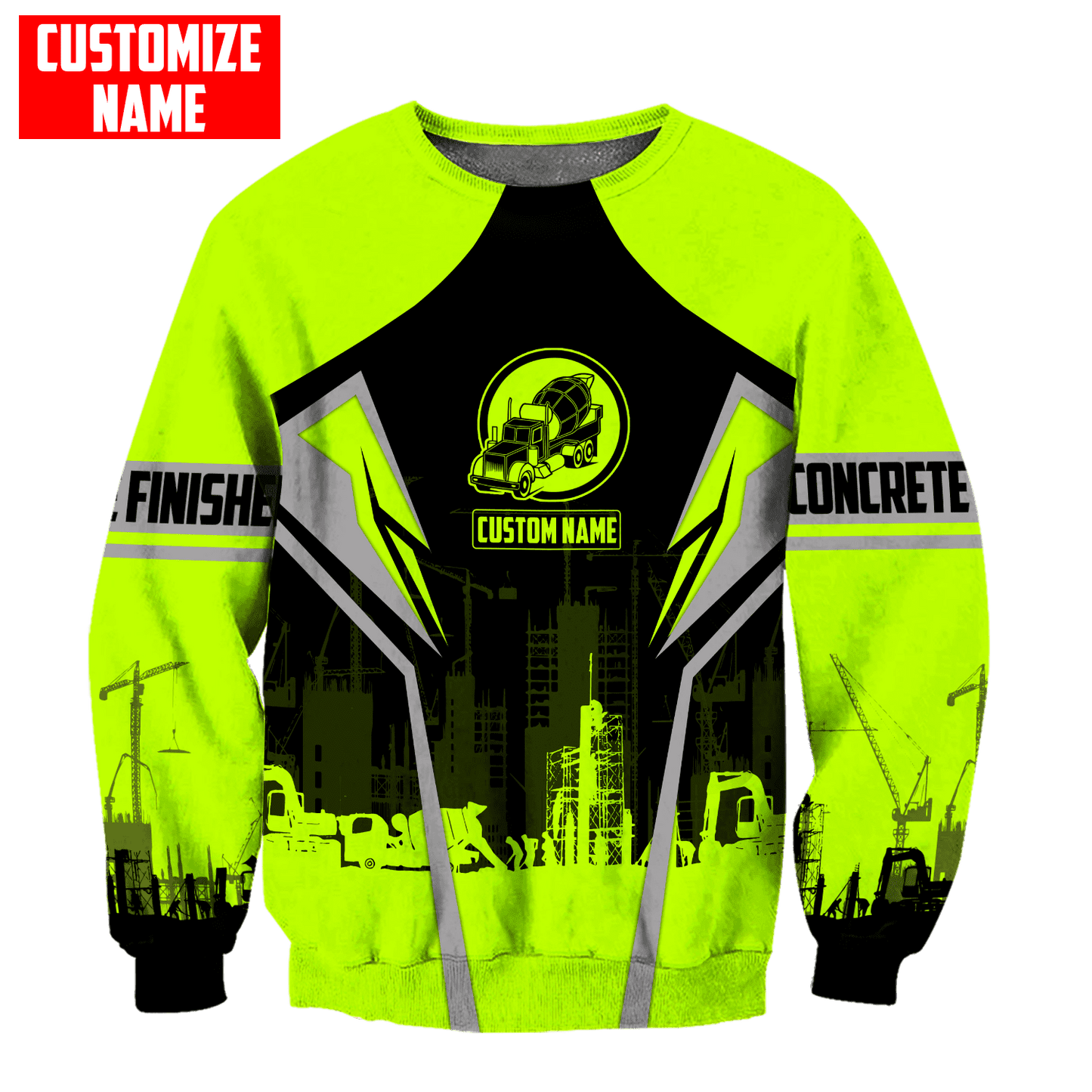 Concrete Finisher Green Mixer Truck Custom name 3D Printed Shirts