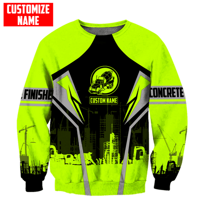 Concrete Finisher Green Mixer Truck Custom name 3D Printed Shirts