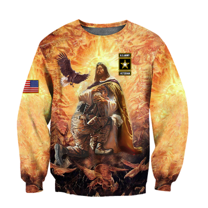 US Army Veteran Jesus 3D All Over Printed Unisex Shirts