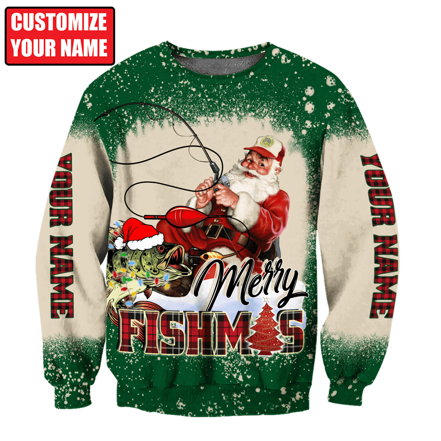 Customized Name Merry Fishmas 3D All Over Printed Unisex Shirts