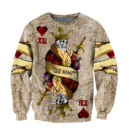Customize Name Poker King Skull 3D All Over Printed Hoodie Shirts For Men And Women MH09122004ND