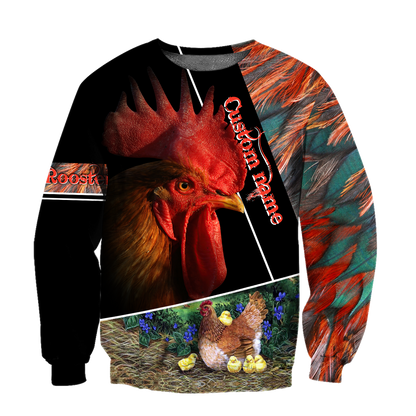 Premium Rooster Customize Name 3D Printed Unisex Shirts