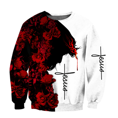 Premium Christian Jesus Catholic Red Roses 3D Printed Unisex Shirts