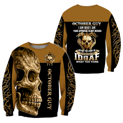 October Guy Skull 3D All Over Printed Shirts For Men and Women