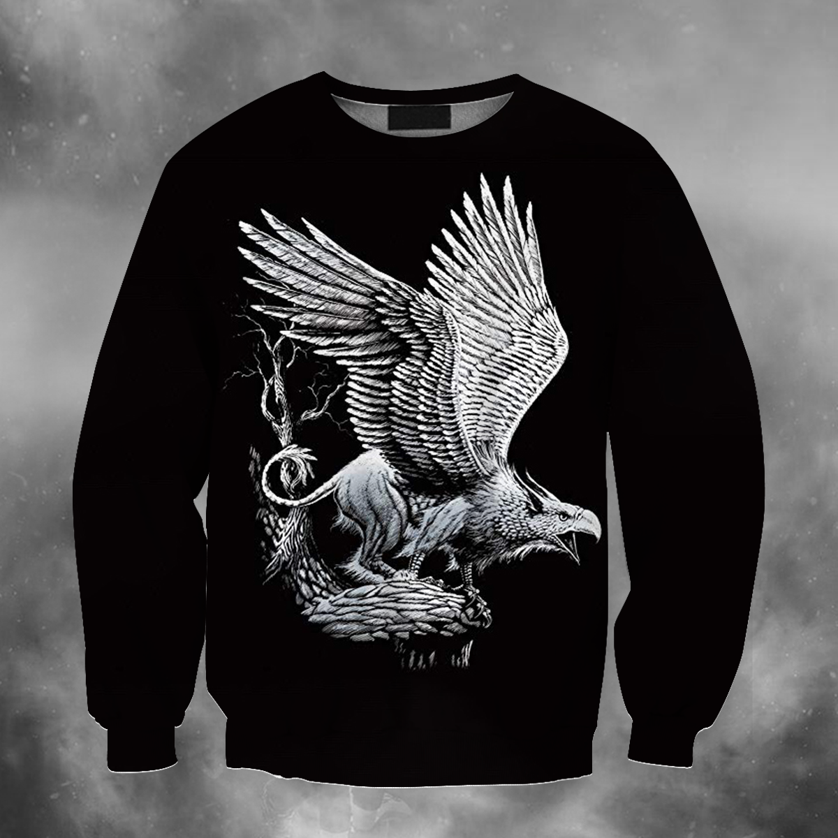 3D All Over Print White Eagle-Apparel-PHLong-Sweatshirt-S-Vibe Cosy™