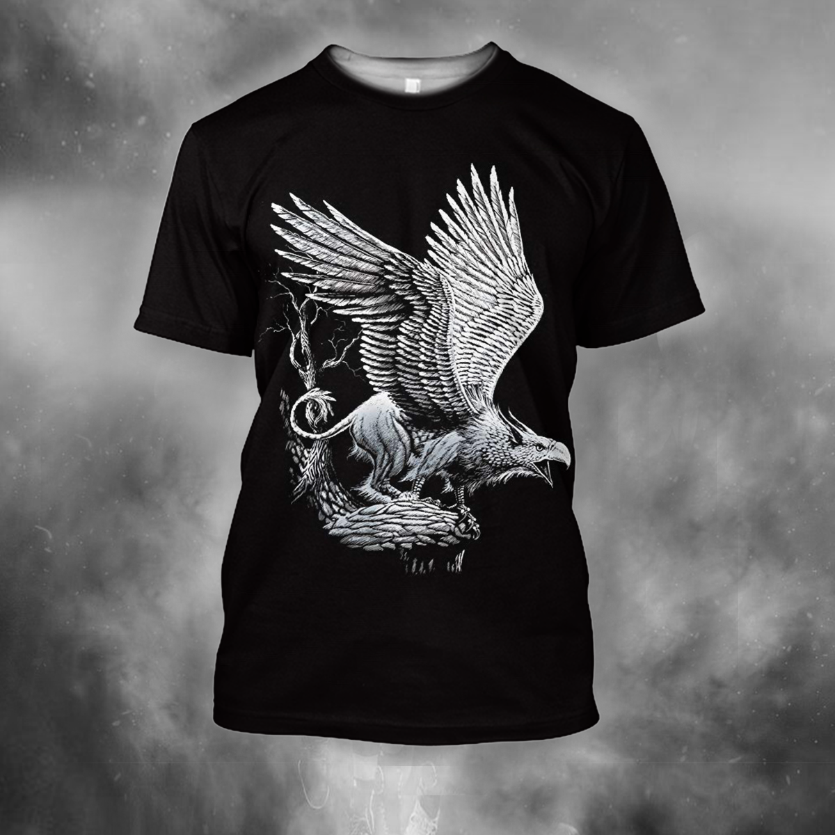 3D All Over Print White Eagle-Apparel-PHLong-T-Shirt-S-Vibe Cosy™
