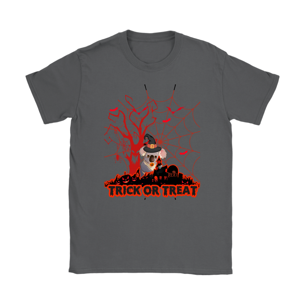 Australian Koala Trick or Treat Halloween Red T-Shirt 01 H9-T-SHIRTS-HP Arts-Gildan Womens T-Shirt-Charcoal-S-Vibe Cosy™