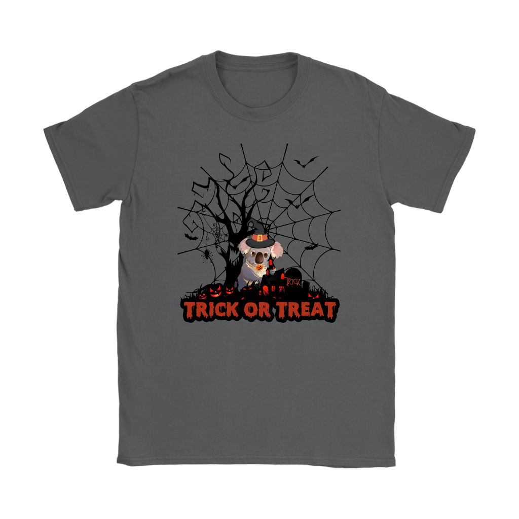 Australian Koala Trick or Treat Halloween T-Shirt 02 H9-T-SHIRTS-HP Arts-Gildan Womens T-Shirt-Charcoal-S-Vibe Cosy™
