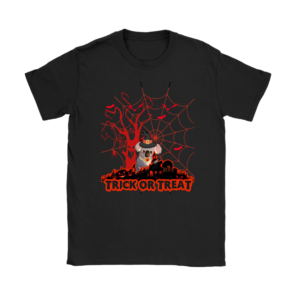 Australian Koala Trick or Treat Halloween Red T-Shirt 01 H9-T-SHIRTS-HP Arts-Gildan Womens T-Shirt-Black-S-Vibe Cosy™