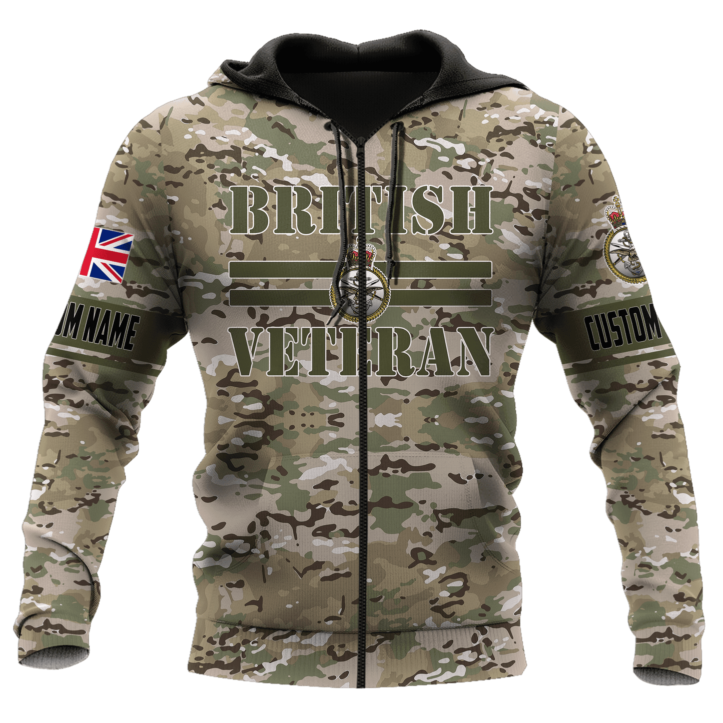 Custom Name XT British Veteran 3D Printed Shirts Pi15052105