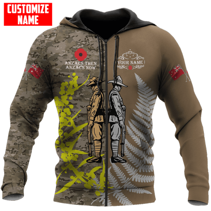 Custom name Anzac day The ode remembrance Soldier 3D printed winter shirts