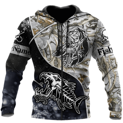 Custom name Fishing skull Ice Camo fishing shirts for men and women HHT21102103