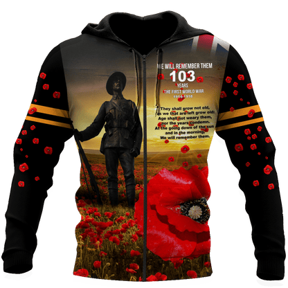 Remembrance Day Lest We Forget 3D All Over Printed Unisex Shirts