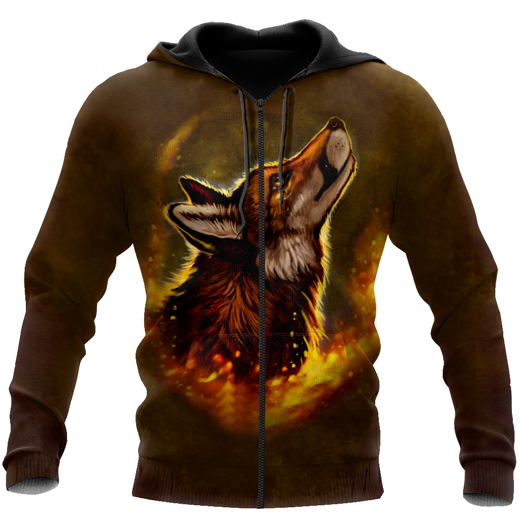 Wolf 3D All Over Printed Unisex Deluxe Hoodie ML