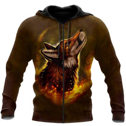 Wolf 3D All Over Printed Unisex Deluxe Hoodie ML