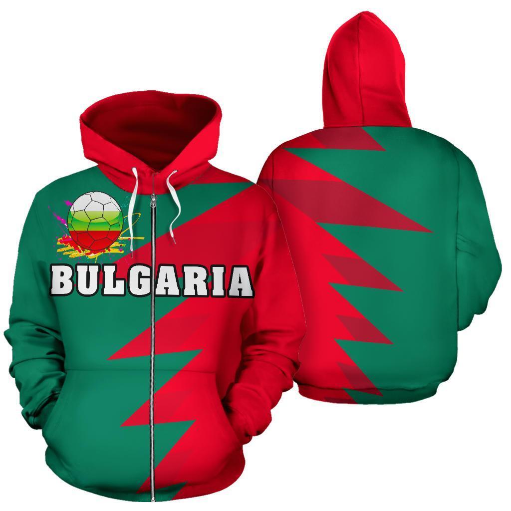 Bulgaria Sport Flag Hoodie - Tooth Style 02-Apparel-NNK-Zipped Hoodie-S-Vibe Cosy™