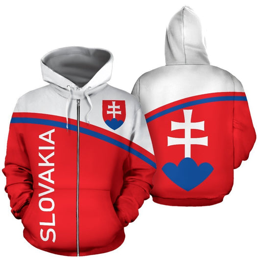 Slovakia All Over Zip-Up Hoodie - Curve Version-Apparel-NNK-Zipped Hoodie-S-Vibe Cosy™