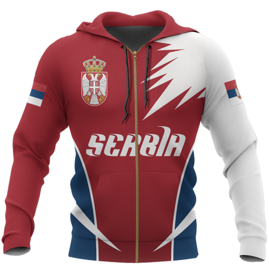 Serbia Active Hoodie ZIPNNK 036-Apparel-NNK-Zipped Hoodie-S-Vibe Cosy™