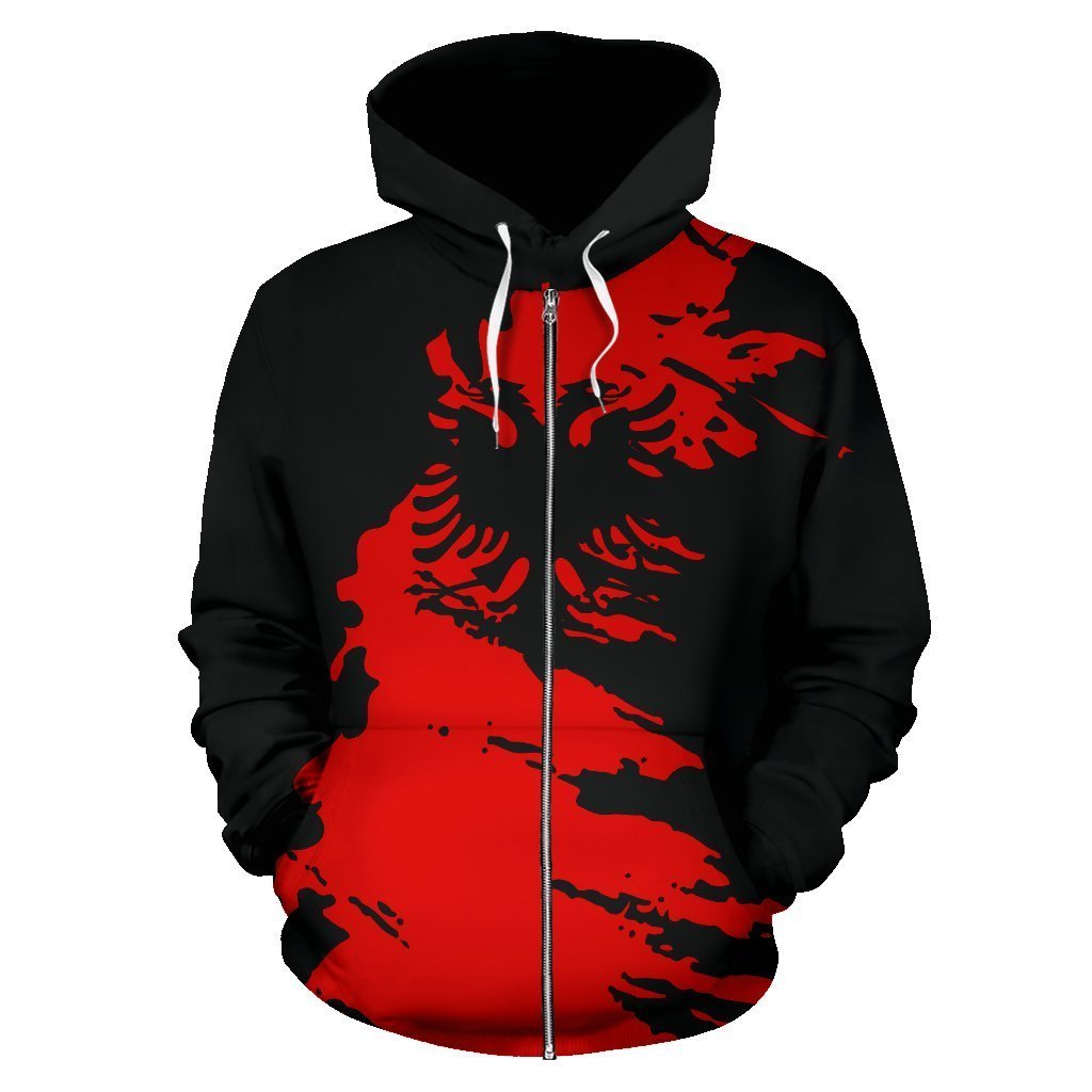 Albania Hoodie Flag Painting NNK 1114-Apparel-NNK-Zip-Up Hoodie-S-Vibe Cosy™
