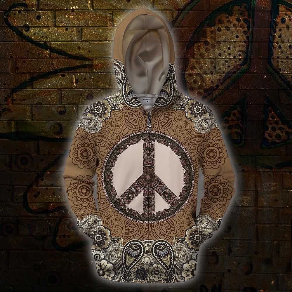 3D All Over Print Mosaic Hippie Hoodie-Apparel-HD09-Zipped Hoodie-S-Vibe Cosy™